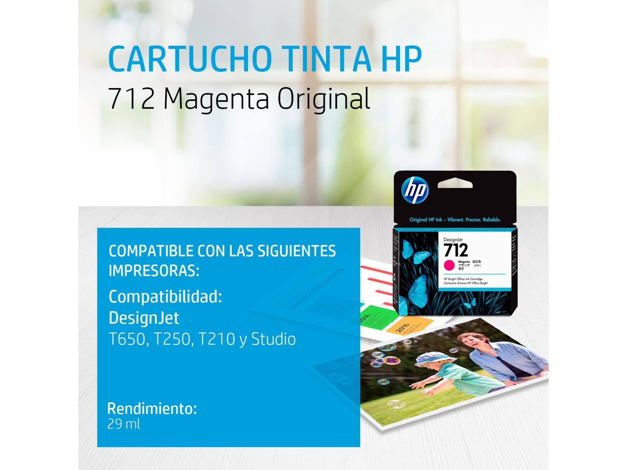 CARTUCHO DE TINTA HP 712A MAGENTA (3ED68A) T210/T230/T250/T630/T650
